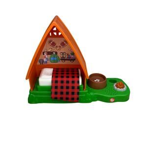 Fisher price little people A-frame cabin camping campfire playset - NO SOUND